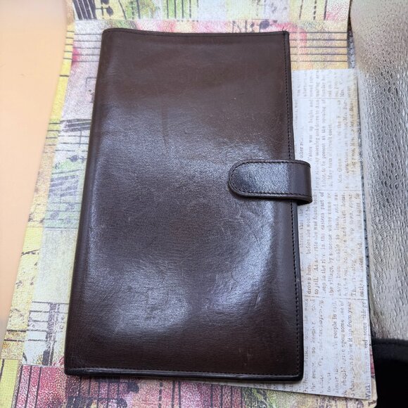 Coach Vintage Dark Brown Leather Bifold Passport Wallet Card Holder Travel - Picture 1 of 7